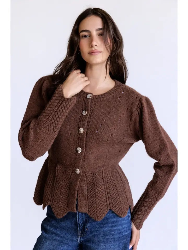 The Sculpted Grace Scallop-Trim Cardigan