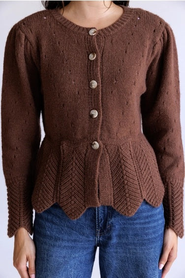 The Sculpted Grace Scallop-Trim Cardigan
