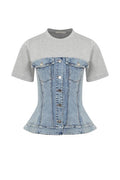 Mixed Media Denim Corset T-Shirt