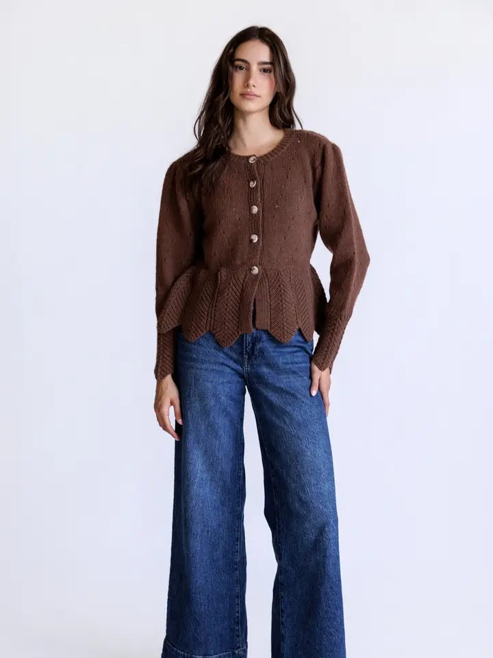 The Sculpted Grace Scallop-Trim Cardigan