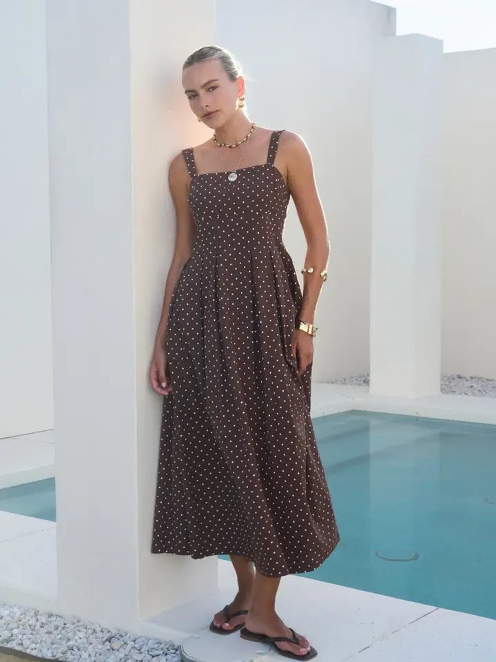 The Poised Charm Polka Dot Midi Dress