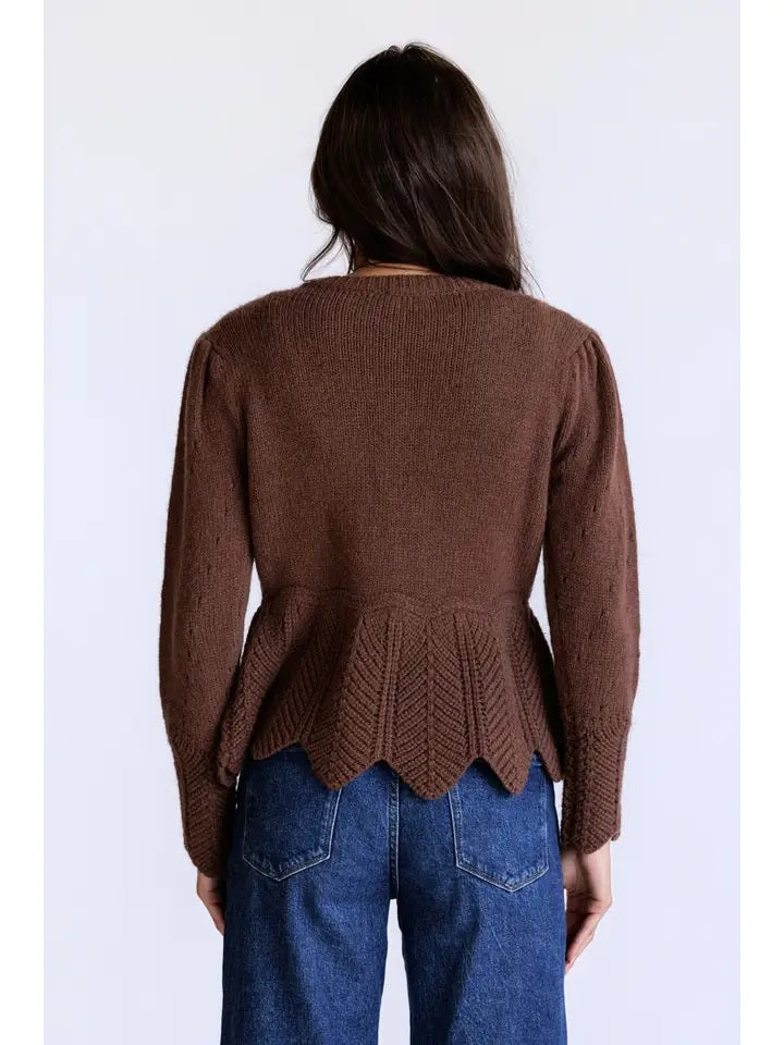 The Sculpted Grace Scallop-Trim Cardigan