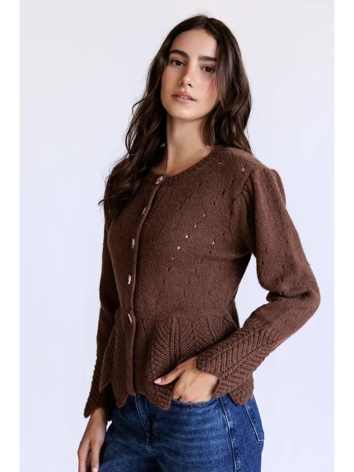 The Sculpted Grace Scallop-Trim Cardigan