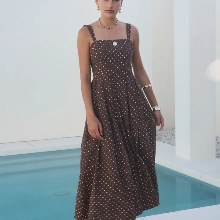 The Poised Charm Polka Dot Midi Dress