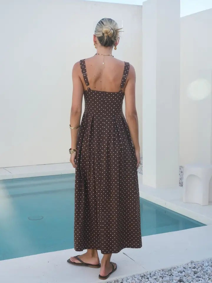 The Poised Charm Polka Dot Midi Dress
