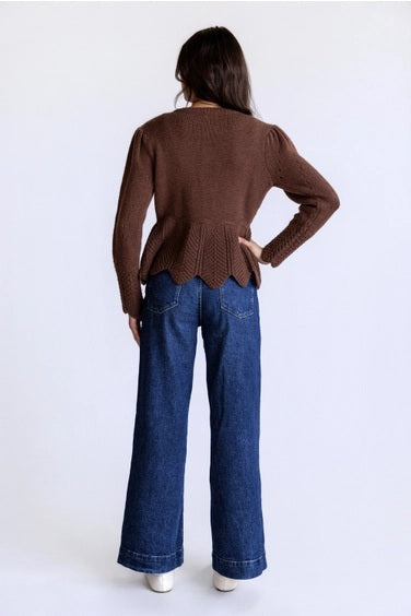 The Sculpted Grace Scallop-Trim Cardigan