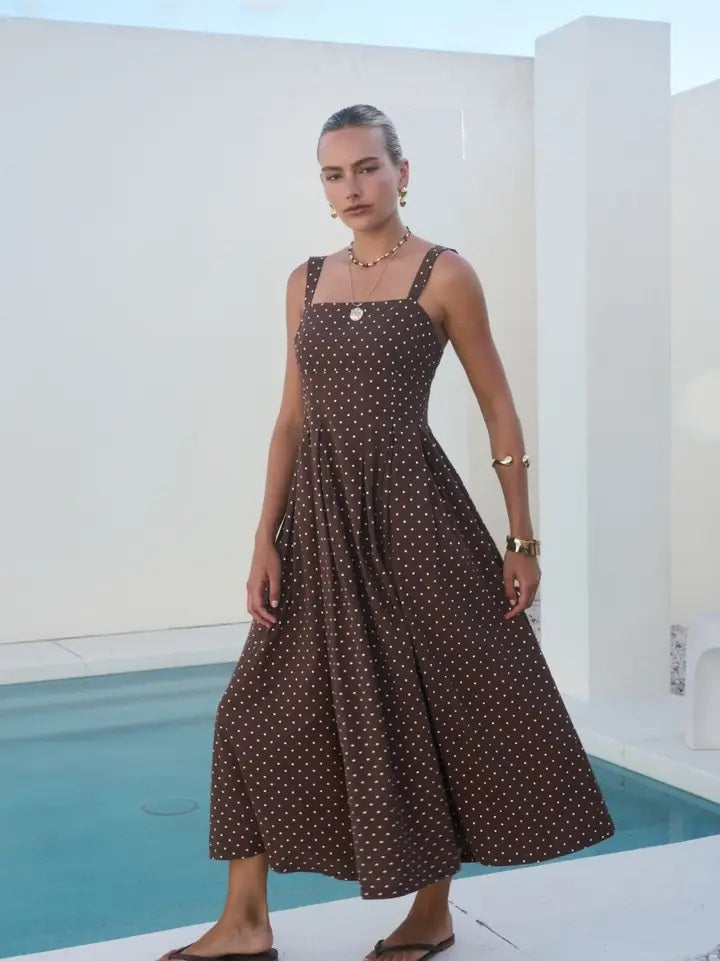The Poised Charm Polka Dot Midi Dress